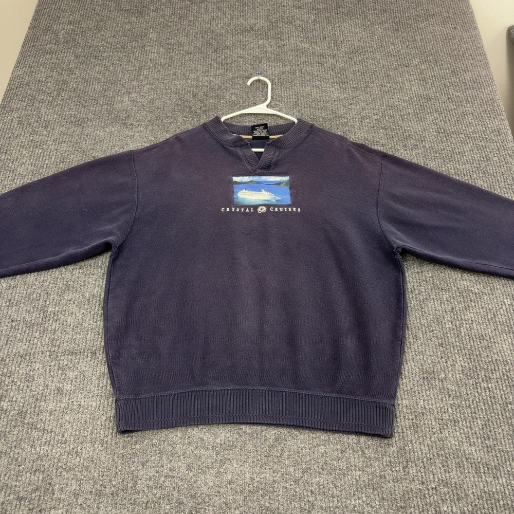 Vintage Crystal Cruises Camp David Sweatshirt Mens M Blue Cotton Ribbed Gorpcore